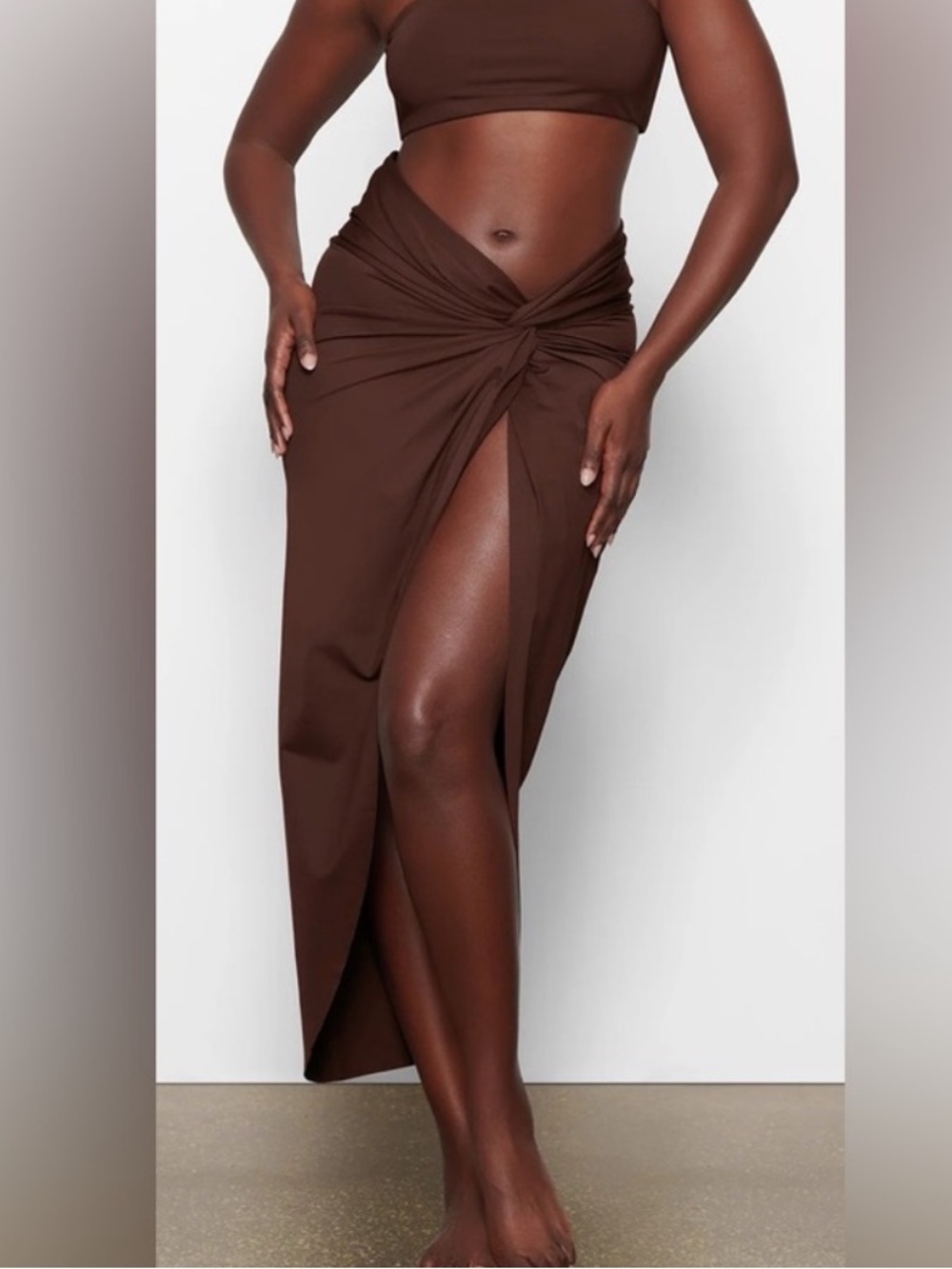 SKIMS Swim Sarong Skirt Medium Cocoa NWT